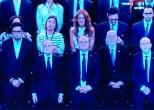 Óscar López, Florentino, Oughourlian y Aperribay: el palco del Bernabéu el día del ‘pelotazo’ de Valdebebas