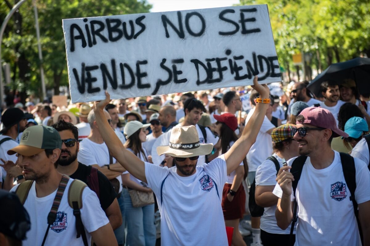 Manifestación de empleados de Airbus en Madrid