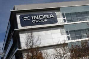 Archivo - Fachada de la sede de Indra, a 25 de noviembre de 2025, en Alcobendas, Madrid (España).